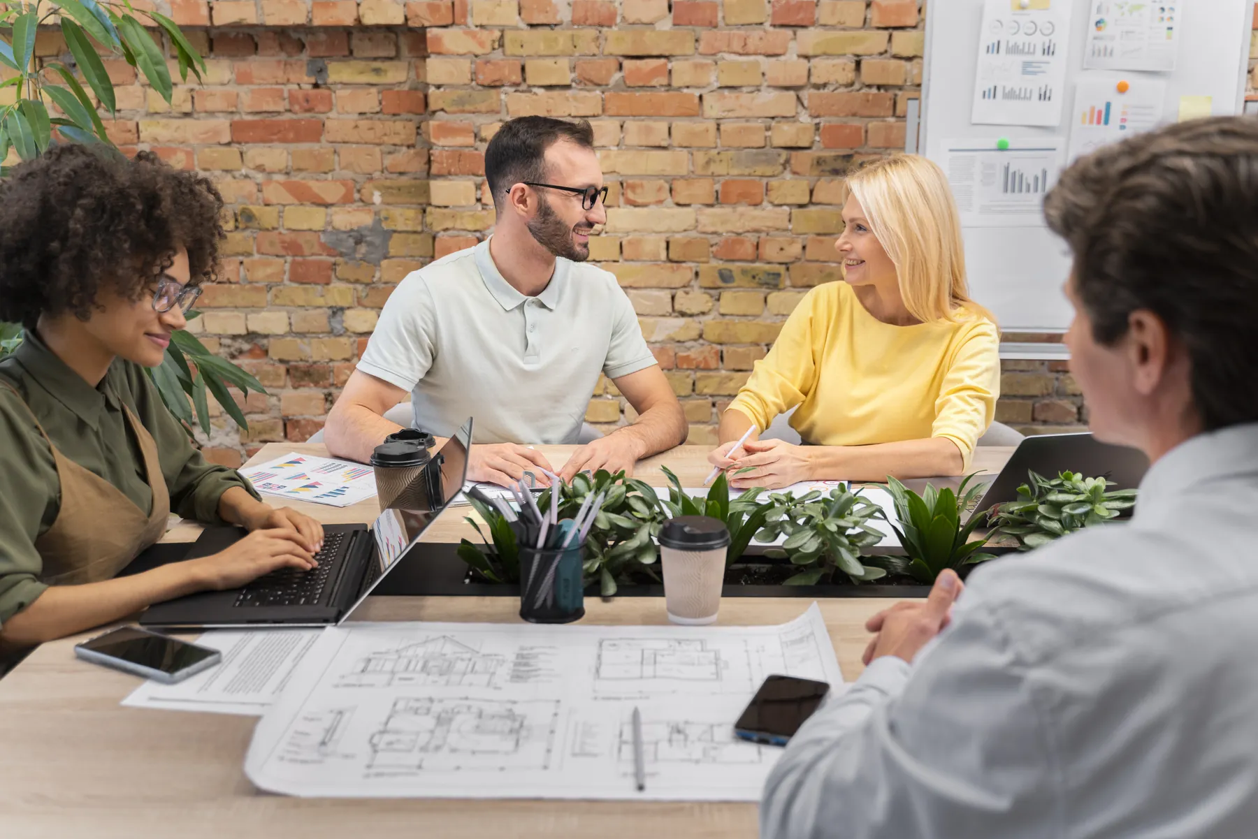 Young business team collaborating at work